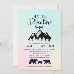 Adventure Begins Mountains Bears Baby Shower Invi Einladung