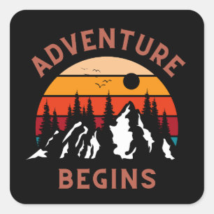 Adventure Begins Quadratischer Aufkleber