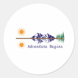 Adventure Begins Runder Aufkleber