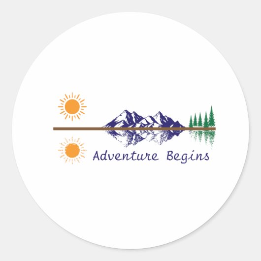 Adventure Begins Runder Aufkleber (Vorderseite)