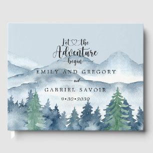Adventure Begins Rustic Forest Wedding Guest Book Gästebuch