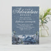 Adventure Begins | Rustic Snowy Blue Baby Showdusc Einladung (Stehend Vorderseite)