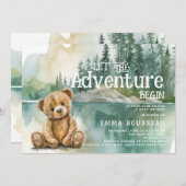 Adventure Begins Teddy Bear Baby Shower Einladung (Vorne/Hinten)