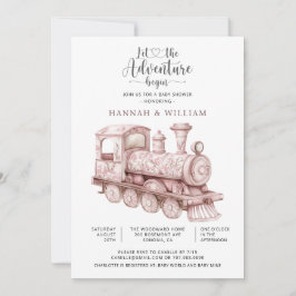 Adventure Begins Toile Train Baby Shower Einladung