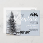 Adventure Begins Woodland Bears Geburtsankündigung Ankündigungspostkarte (Vorne/Hinten)