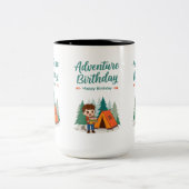 Adventure Birthday Camping Kids Art Zweifarbige Tasse (Mittel)