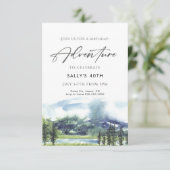 Adventure Birthday Einladung mit den Bergen (Stehend Vorderseite)