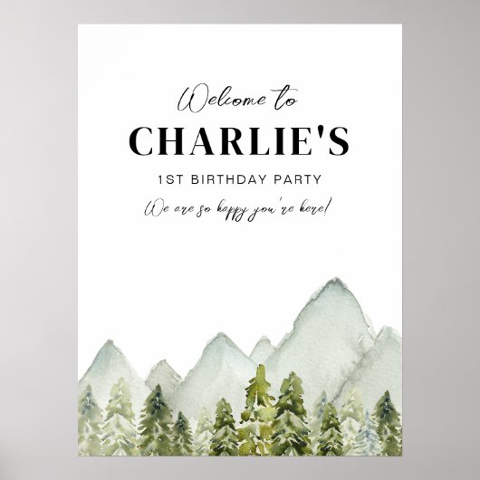 Adventure Birthday Welcome Sign Poster (Vorne)