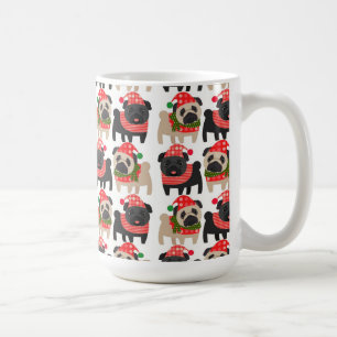 Adventure Black and Fawn Christmas Möpsen Kaffeetasse
