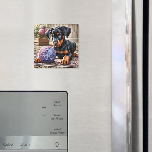 Adventure Black and Tan Puppy mit Garnball Magnet (In Situ (Kühlschrank))