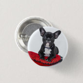 Adventure Black and White Bulldog Puppy Foto Button (Vorne & Hinten)