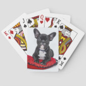 Adventure Black and White Bulldog Puppy Foto Spielkarten (Rückseite)