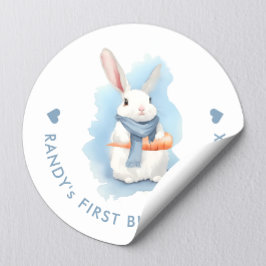 Adventure Blue Bunny Birthday Oster Runder Aufkleber