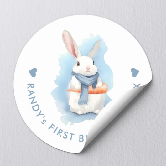 Adventure Blue Bunny Birthday Oster Runder Aufkleber