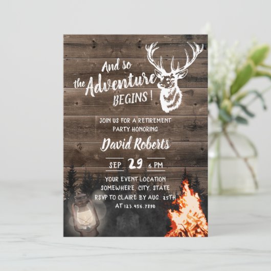 Adventure Bonfire & Lantern Jäger Einladung (Stehend Vorderseite)