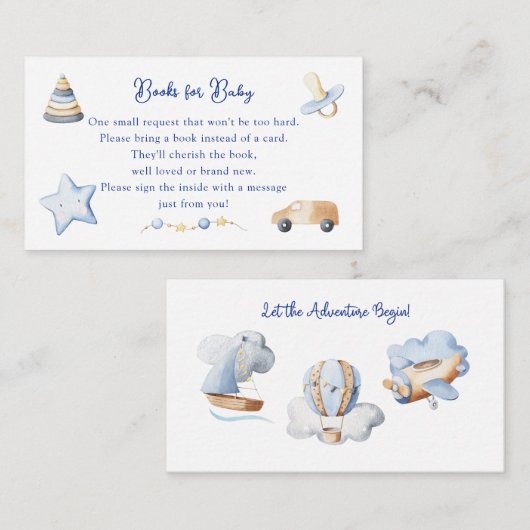 Adventure Boy Baby Toy Babydusche Buchungsanfrage Begleitkarte (Vorne/Hinten)