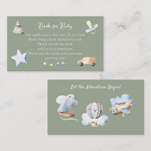 Adventure Boy Baby Toy Babydusche Buchungsanfrage Begleitkarte (Vorne/Hinten)