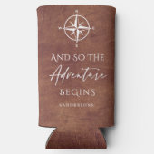 Adventure Brown Leather Personalisiert Selters Dosenkühler (Rückseite)