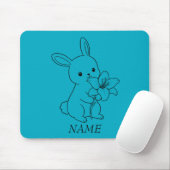 Adventure Bunny mit Blume , Niedlich und spieleris Mousepad (Mit Mouse)