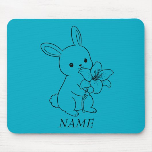 Adventure Bunny mit Blume , Niedlich und spieleris Mousepad (Vorne)