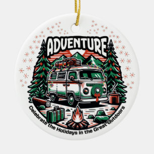 Adventure Camper Van Christmas Keramik Ornament