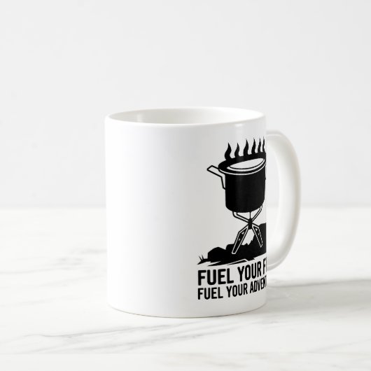 Adventure Camping Cooking Fire Grafik Design Kaffeetasse (VorderseiteRechts)