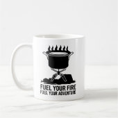 Adventure Camping Cooking Fire Grafik Design Kaffeetasse (Links)