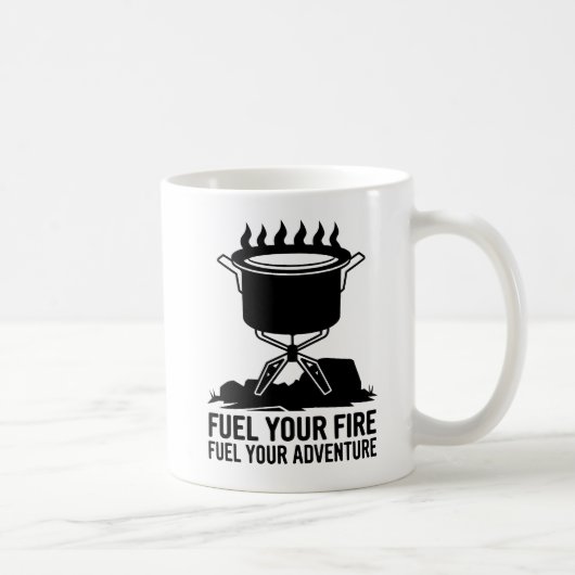 Adventure Camping Cooking Fire Grafik Design Kaffeetasse (Rechts)