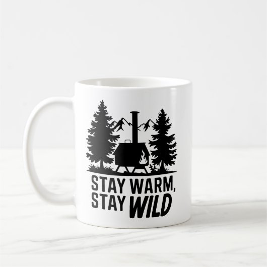 Adventure Camping Wood Stove Kabine Kunstwerk Kaffeetasse (Links)