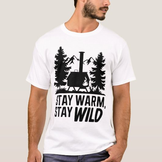 Adventure Camping Wood Stove Kabine Kunstwerk T-Shirt (Vorderseite)
