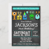 Adventure Chalkboard Monster Bash Erster Geburtsta Einladung (Vorderseite)