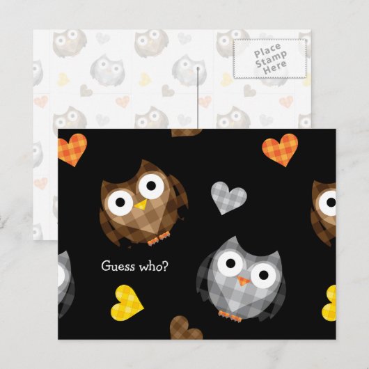 Adventure Checkered Hoot Owl Muster Postkarte (Vorne/Hinten)