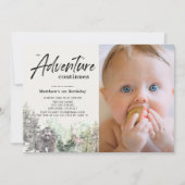 Adventure Continues Bear 1. Geburtstag Foto Einladung (Vorderseite)