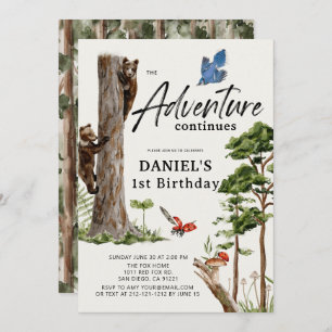 Adventure Continues Bear Forest 1. Geburtstag Einladung