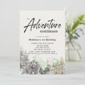 Adventure Continues Bear Mountain 1. Geburtstag Einladung (Stehend Vorderseite)