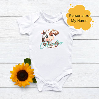 Adventure Cow Letter C Baby Outfit mit Individuell Strampler