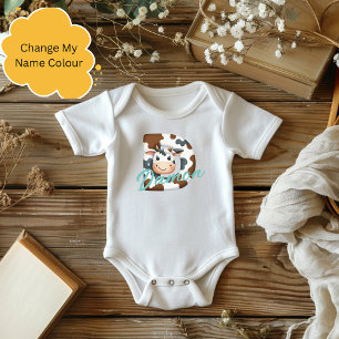 Adventure Cow Letter D Baby Outfit mit Individuell Strampler