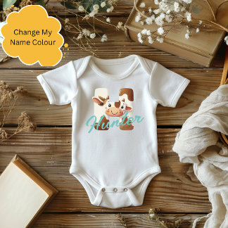 Adventure Cow Letter H Baby Outfit mit Individuell Baby Strampler