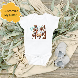 Adventure Cow Letter M Baby Outfit mit Individuell Baby Strampler