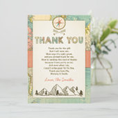 Adventure danke Karte Travel Map Baby Geburtstag (Stehend Vorderseite)