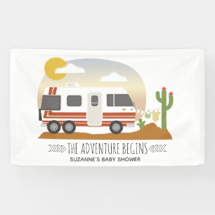 Adventure Desert Motorhome Neutral Baby Dusche Banner