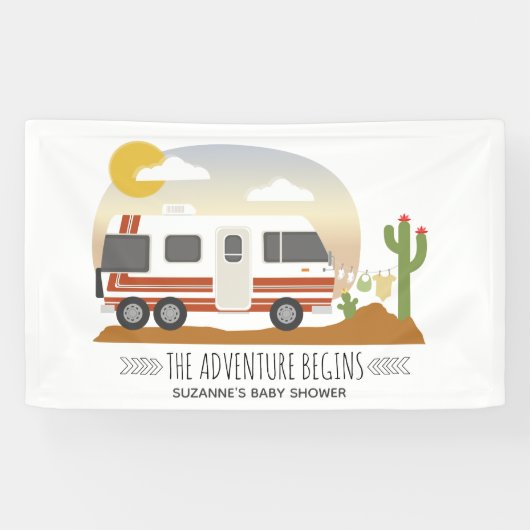 Adventure Desert Motorhome Neutral Baby Dusche Banner (Horizontal)