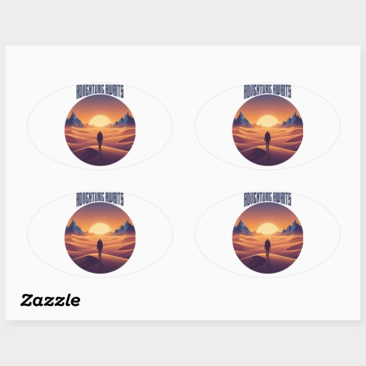 Adventure Desert T-Shirt - Draußen und Wüste Sky Ovaler Aufkleber (Blatt)