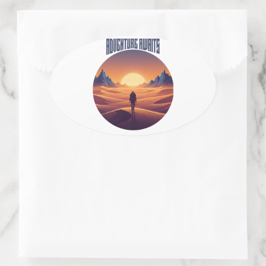 Adventure Desert T-Shirt - Draußen und Wüste Sky Ovaler Aufkleber (Tasche)