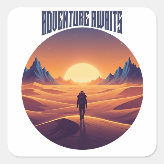 Adventure Desert T-Shirt - Draußen und Wüste Sky Quadratischer Aufkleber (Vorderseite)