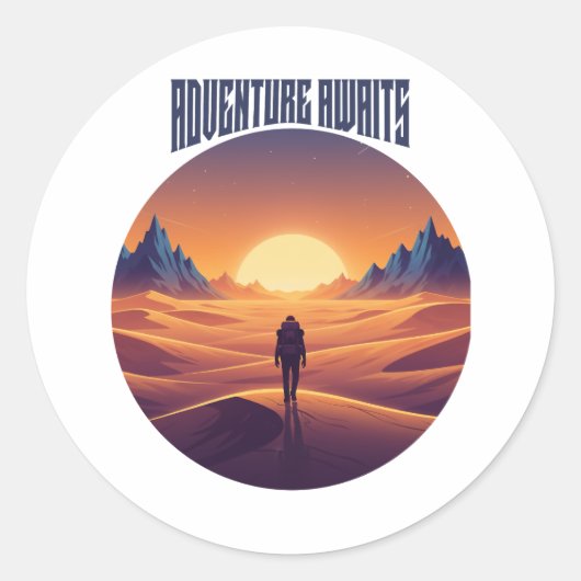 Adventure Desert T-Shirt - Draußen und Wüste Sky Runder Aufkleber (Vorderseite)
