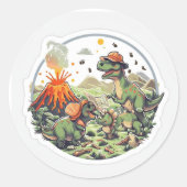 Adventure Dinosaurier Runder Aufkleber (Vorderseite)