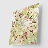 Adventure Ditsy Ladybirds Quadratische Wanduhr (Winkel)