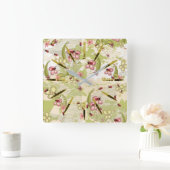 Adventure Ditsy Ladybirds Quadratische Wanduhr (Zuhause)