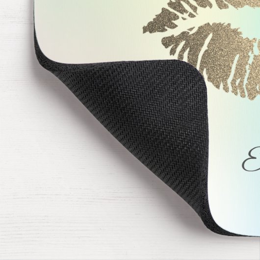 Adventure du Gold Glitzer Lips Irisierend Mousepad (Ecke)